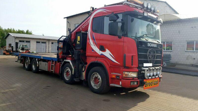 Scania 124C 420 2004 8×2 Hidrogrua FASSI F1000 XP lleno