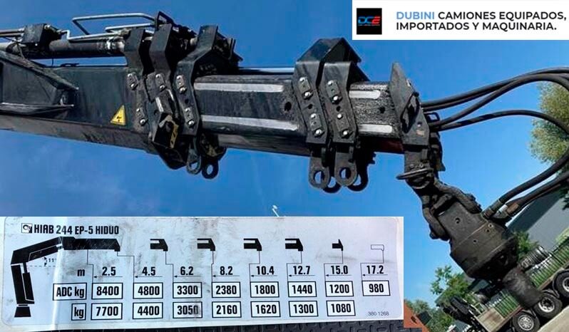 SCANIA G480 8×2 + Hidrogrua HIAB 244 EP-5 Hidou + Equipo Roll Off a Cinta lleno